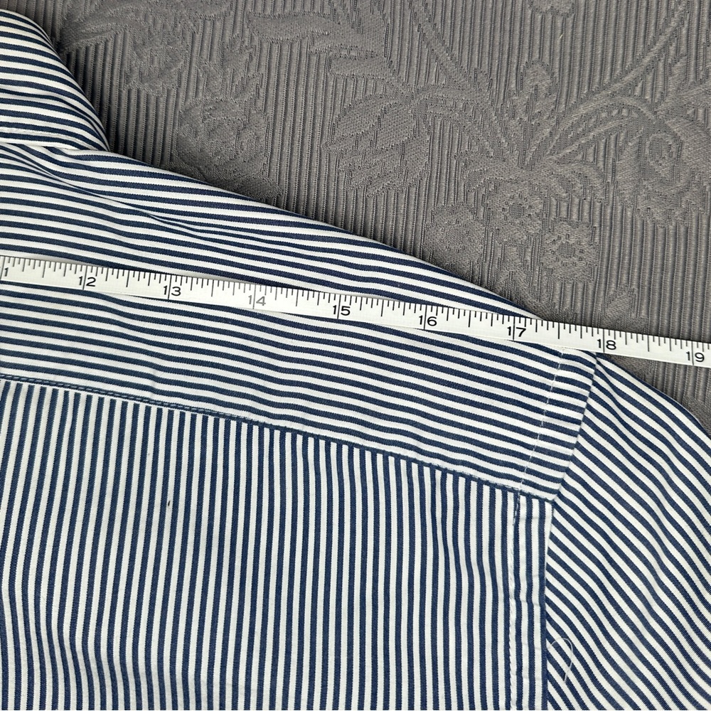 Boggi Milano Custom Fit Blue Striped Long Sleeve Button Up Dress Shirt 44” Chest - Picture 7 of 11